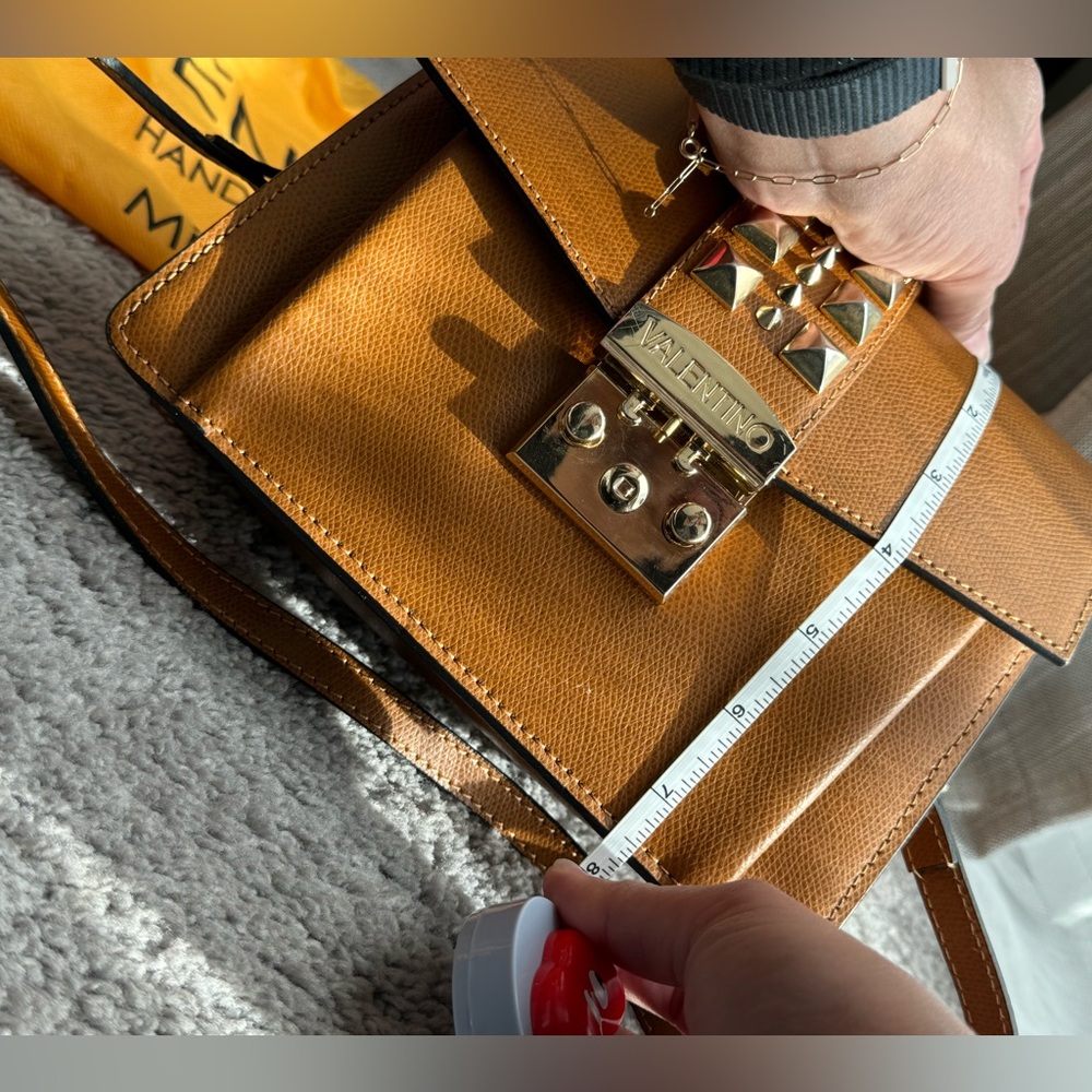 Mario Valentino Tan Crossbody Bag with Gold Accents - Picture 16 of 16